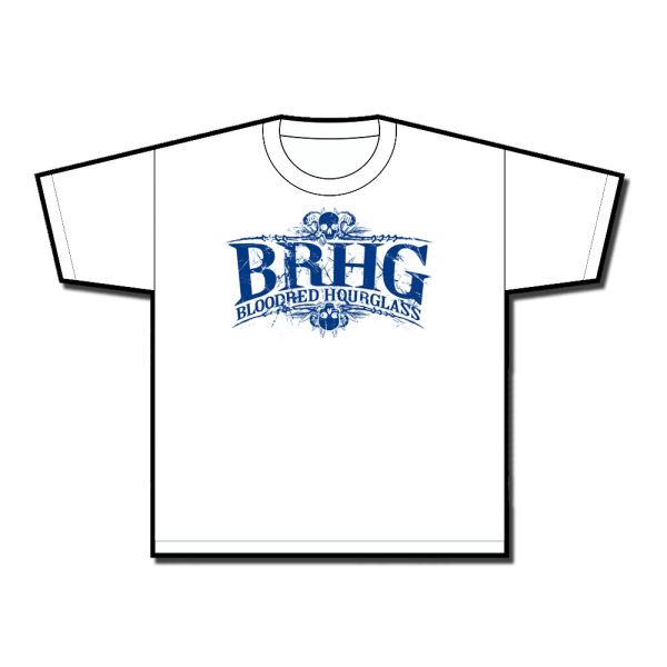 Bloodred Hourglass - Logo Summer Edition - White T-Shirt (Finnish Blue Print)